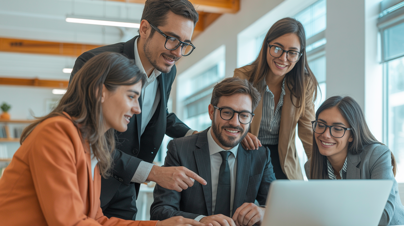 Equipo de una PyME chilena trabajando con nuBikaERP en una oficina moderna